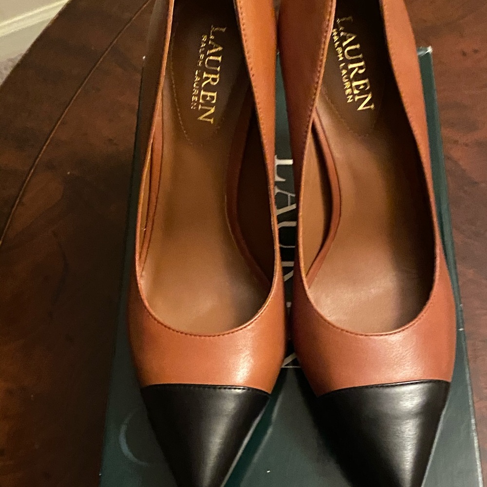 Ralph Lauren Brown and Black 3 inch heels.